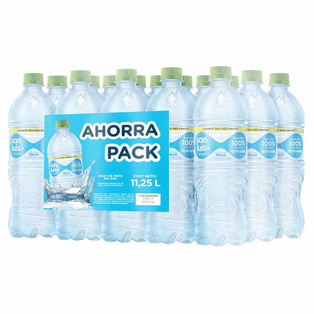 Agua sin Gas SAN LUIS Botella 750ml Paquete 15un