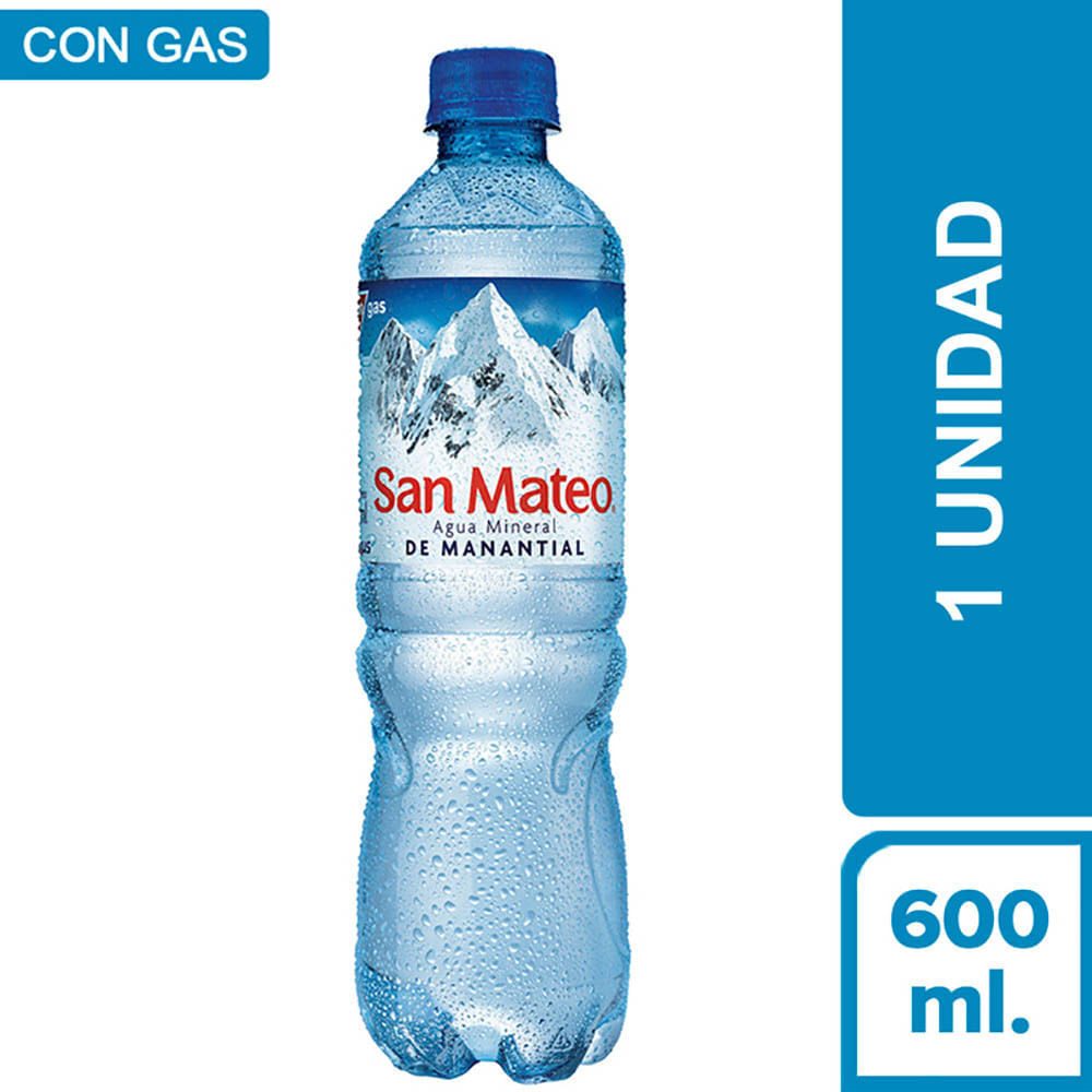 Agua Mineral SAN MATEO Con Gas Botella 600ml