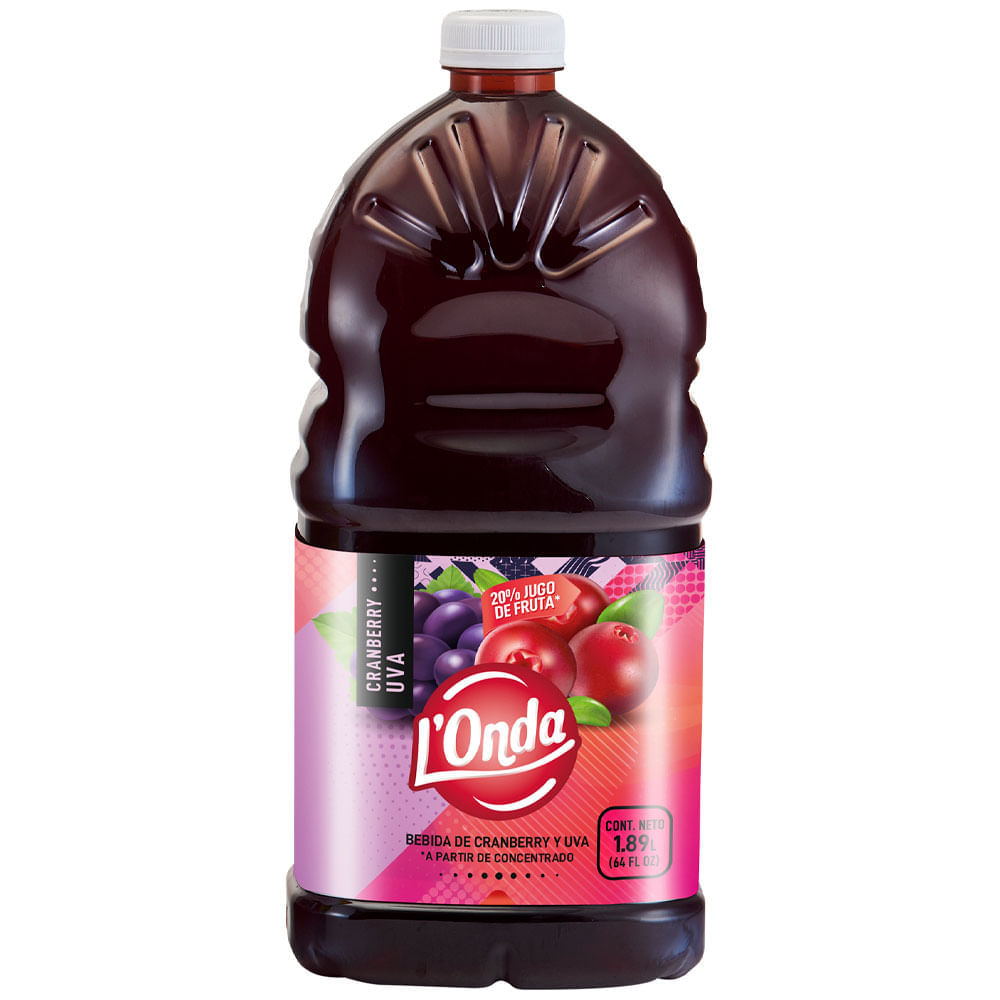 Jugo de Fruta L'ONDA Cranberry Uva Botella 1.89L