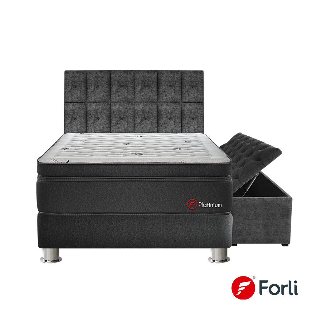 Juego de Dormitorio Forli Platinium King Tapizado