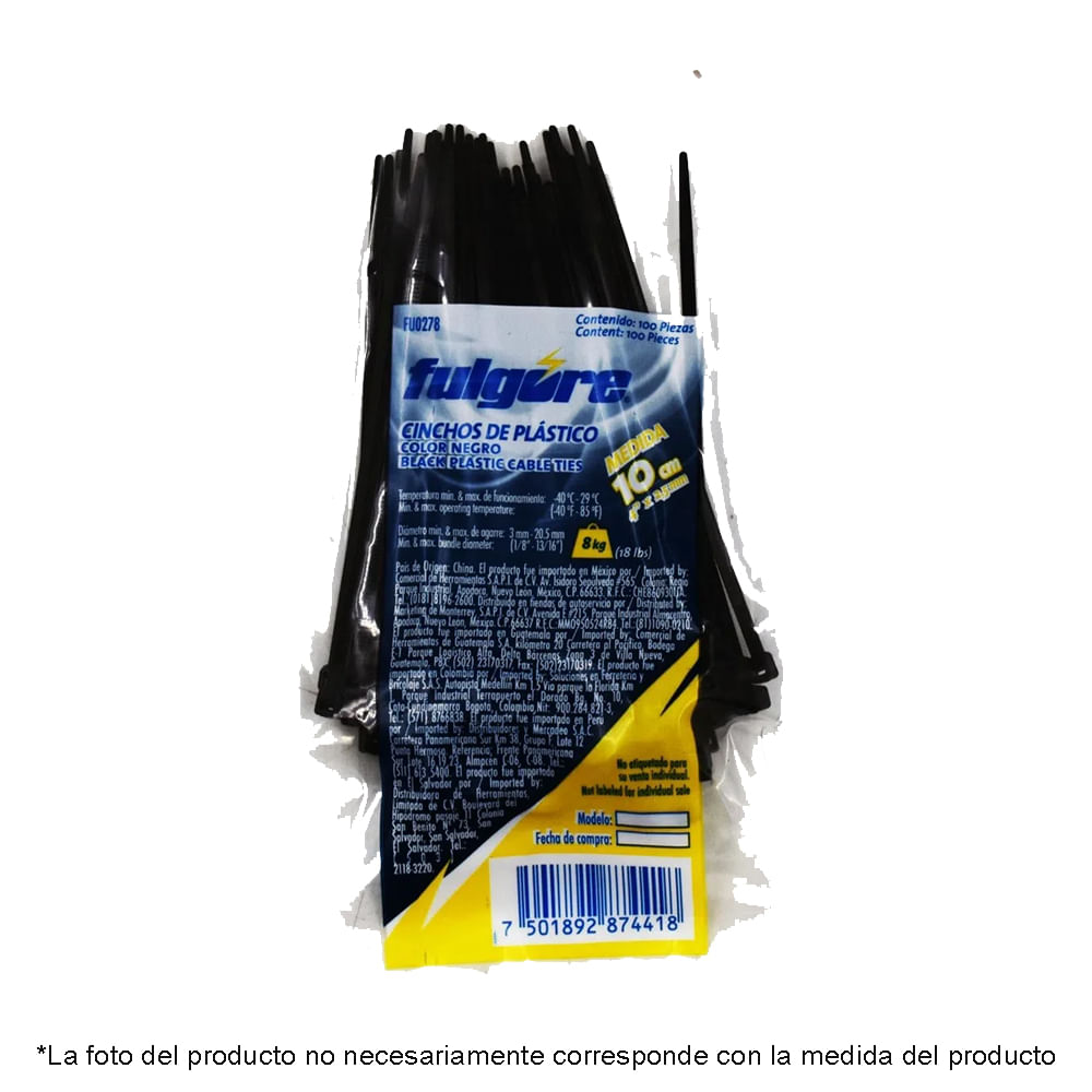 Cintillos de Plástico 3.5mm x 15cm Fulgore FU0279