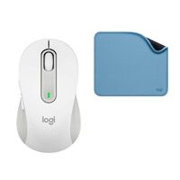 Mouse Logitech Signature M650 Blanco + Pad Mouse Antisalpicaduras Blue