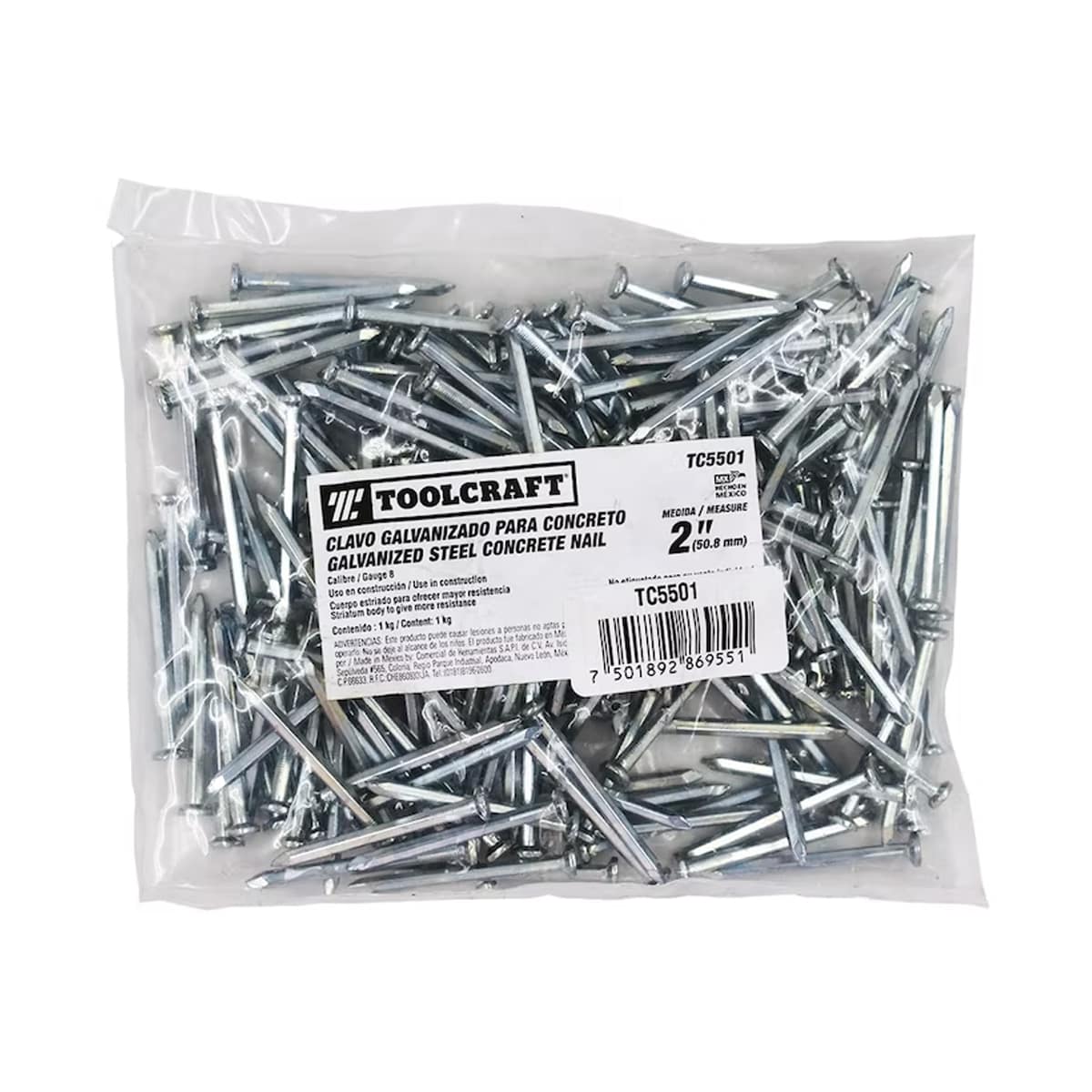 Clavos Galvanizados para Concreto 2"" 1 Kg Toolcraft TC5501