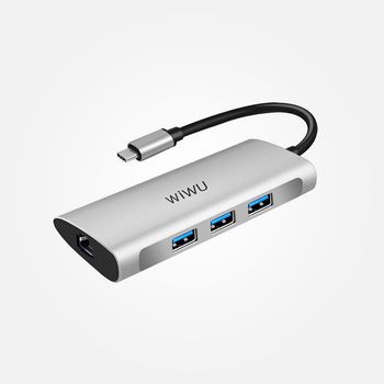 Hub-USB-C-6-en-1-wiwu-Grey