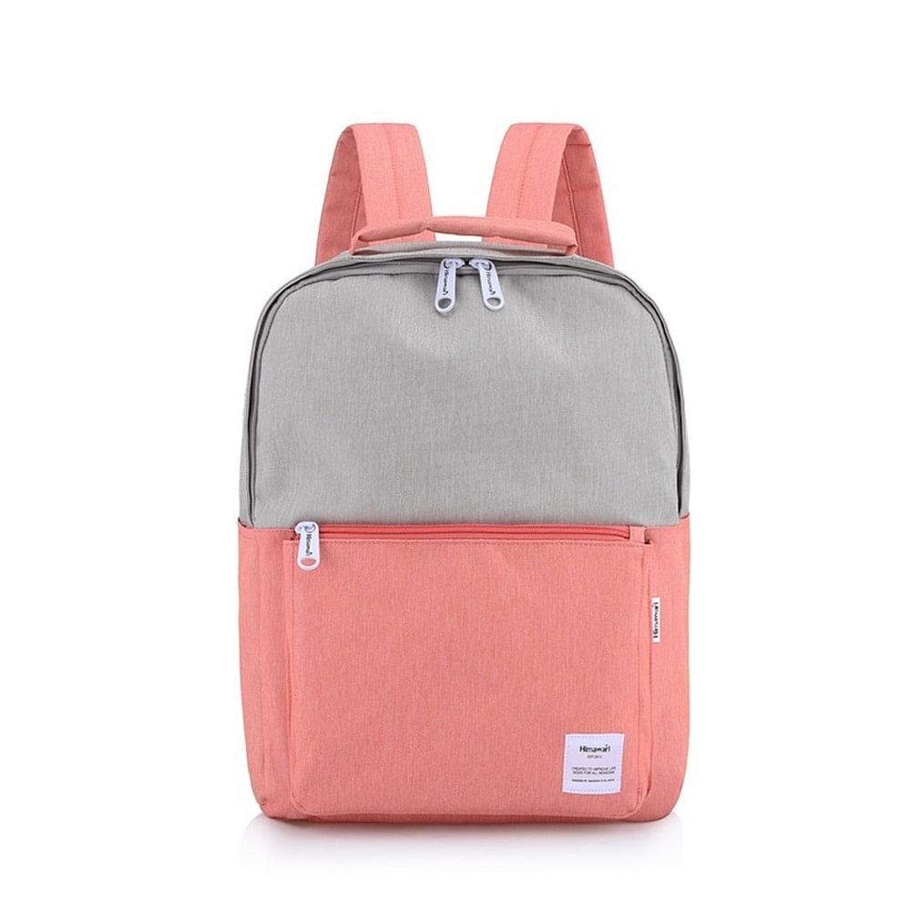 Mochila escolar o de viaje porta Laptop H0511-1 Gris y Coral