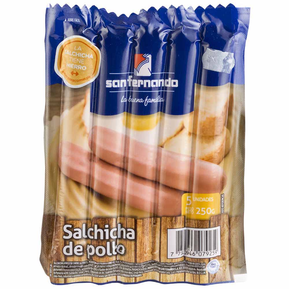 Salchicha de Pollo SAN FERNANDO Paquete 250g