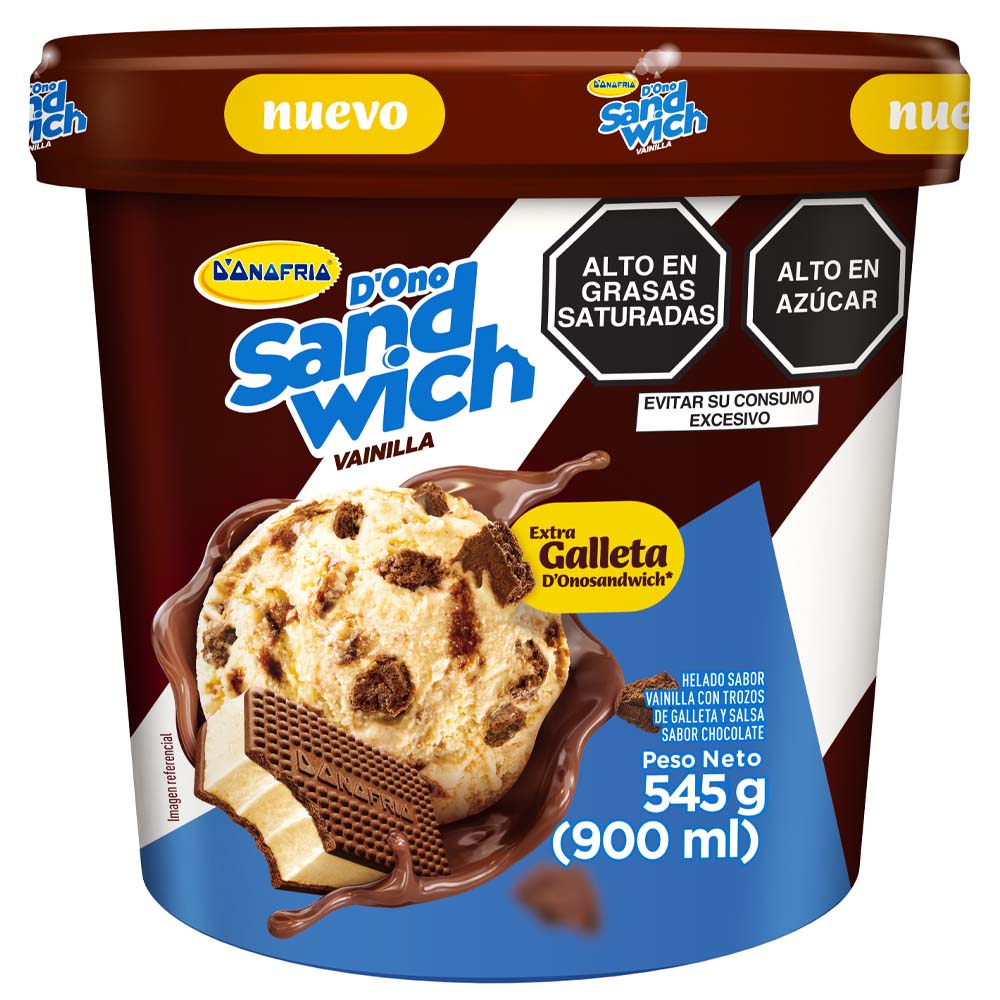 Helado con Trozos de Galleta SANDWICH Pote 900ml