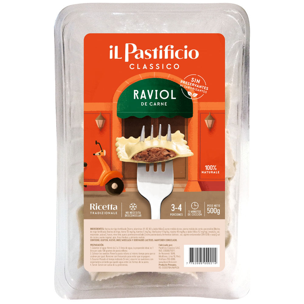 Ravioles IL PASTIFICIO de Carne Bandeja 500g