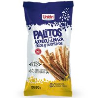 Palitos UNIÓN con Ajonjolí y Linaza Paquete 65g