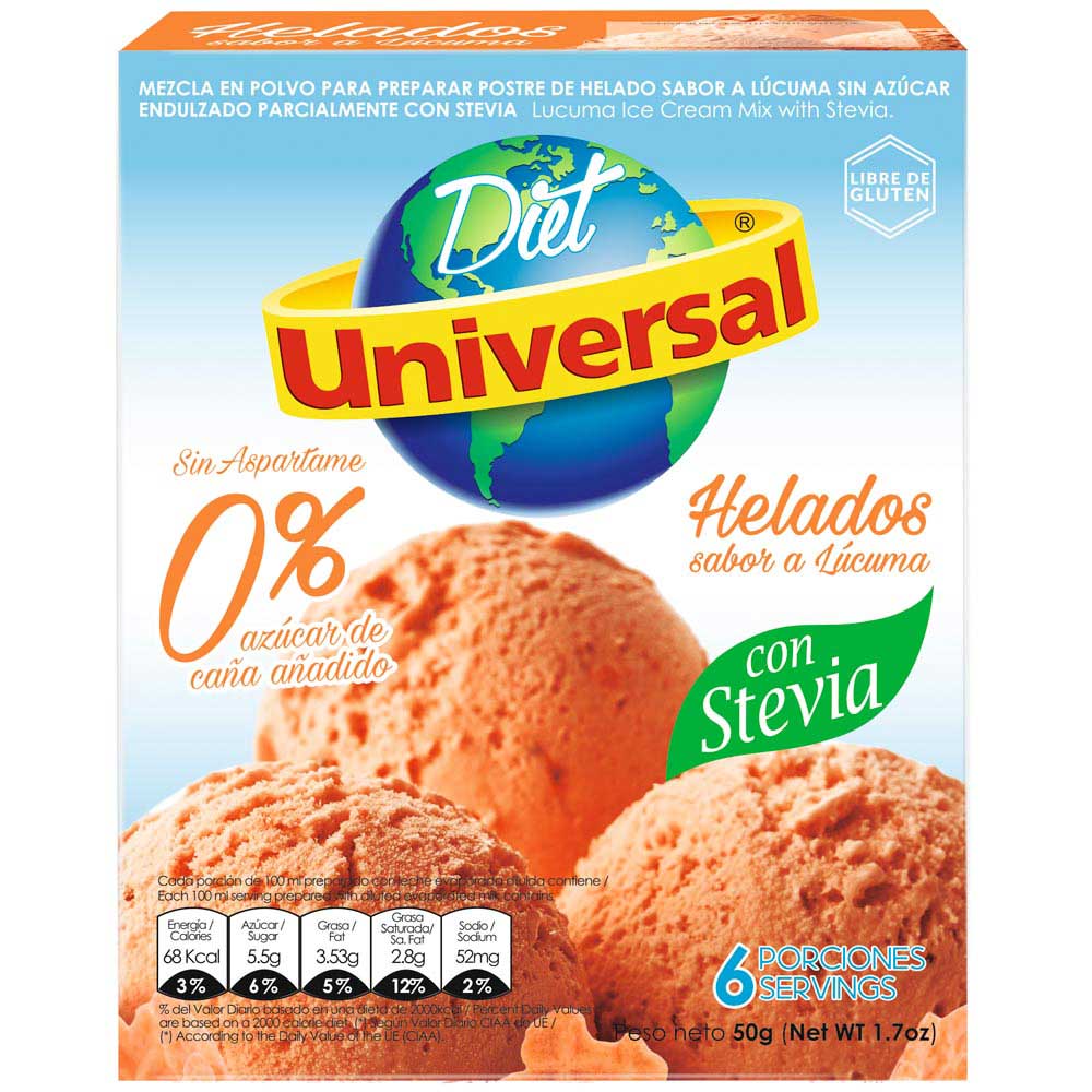 Mezcla en Polvo para Helado UNIVERSAL Lúcuma Caja 50g