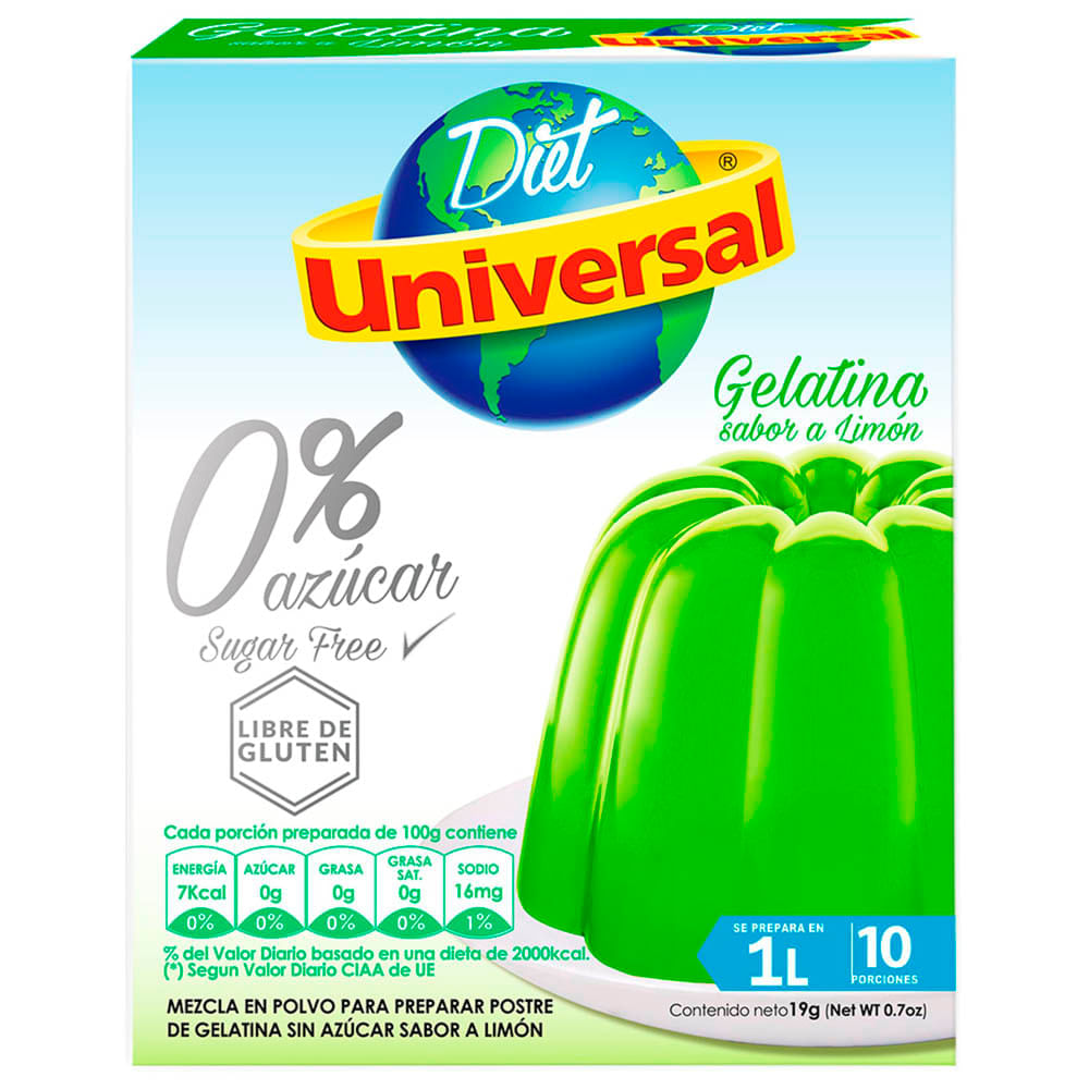 Gelatina UNIVERSAL Sabor a Limón Diet Caja 19g