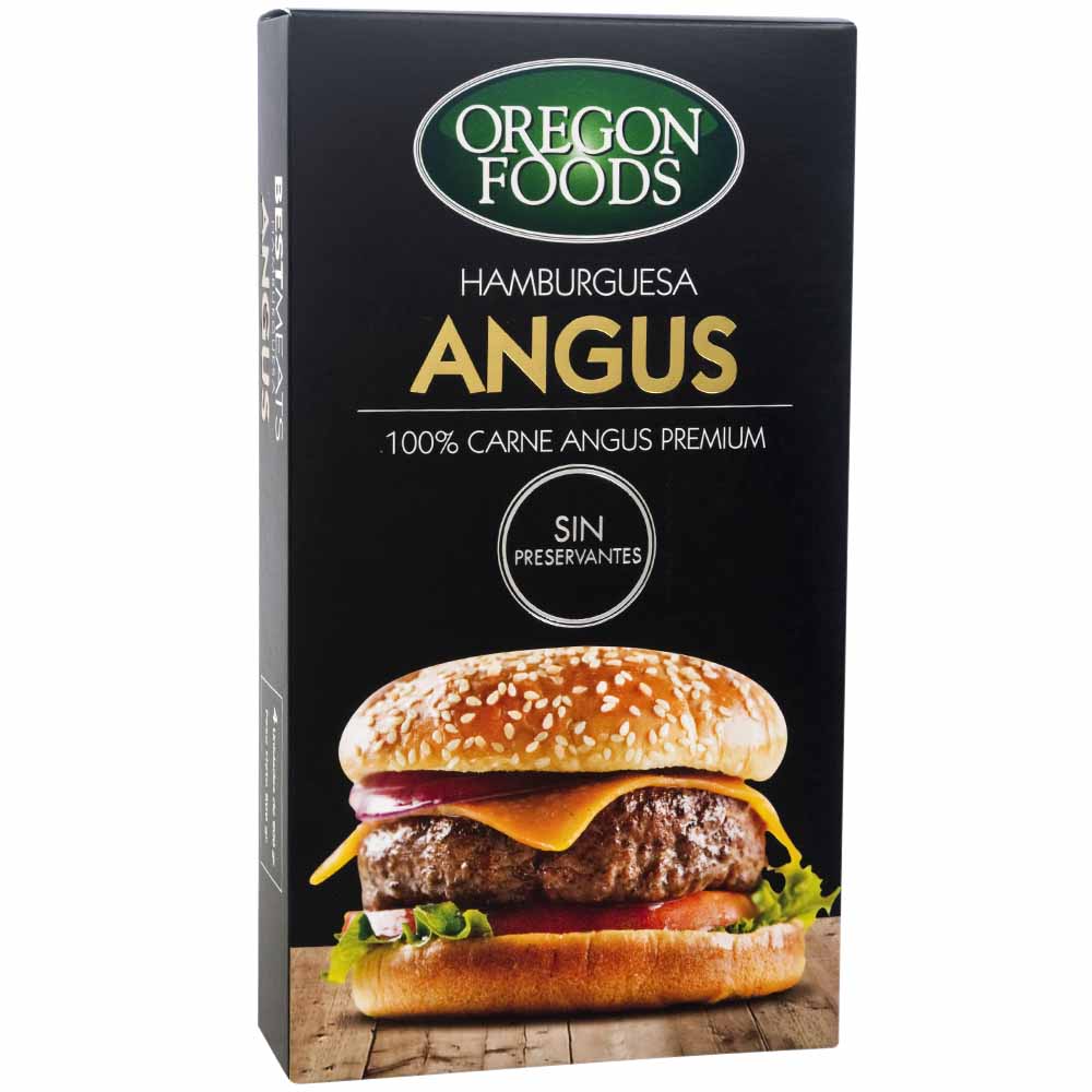 Hamburguesa OREGON FOODS Carne Angus Caja 4un