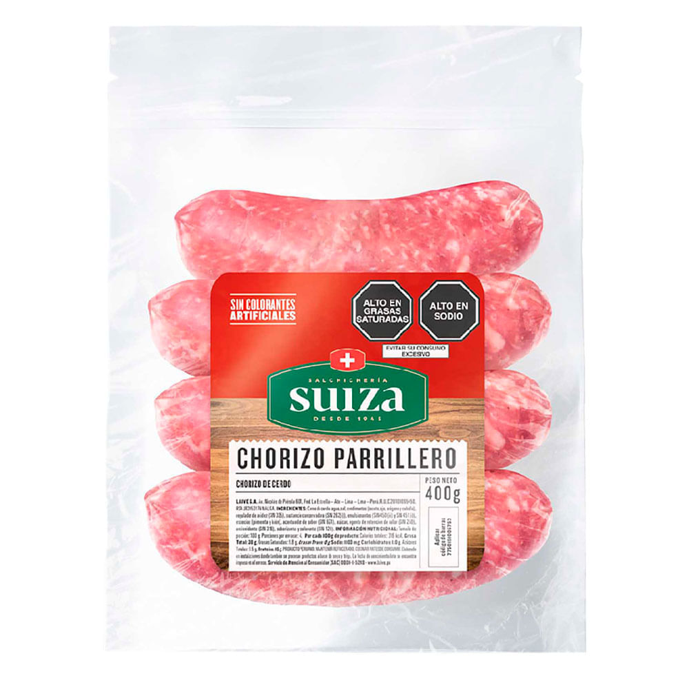 Chorizo Parrillero SALCHICHERÍA SUIZA Paquete 400g