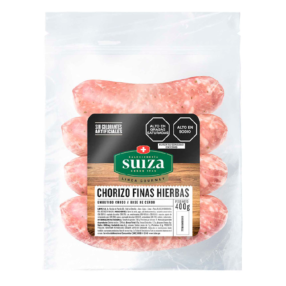 Chorizo Finas Hierbas SALCHICHERÍA SUIZA Paquete 400g