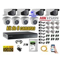 Kit 8 Cámaras de Seguridad Hikvision Full Hd 1080P Disco 2Tb Mayor Alcance Varifocal