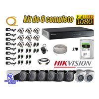 Kit 8 Cámaras de Seguridad Hikvision Full Hd 1080P mas Disco 2Tb Mayor Alcance Varifocal Ip66