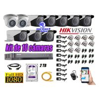 Kit 10 Cámaras de Seguridad Hikvision Full Hd 1080P mas Disco 2Tb Mayor Alcance Varifocal