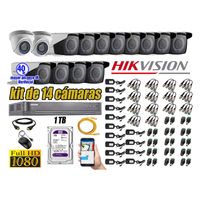 Kit 14 Cámaras de Seguridad Hikvision Full Hd 1080P mas Disco 1Tb Mayor Alcance Varifocal Ip66