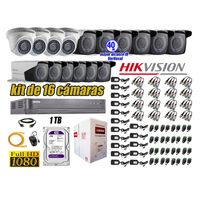 Kit 16 Cámaras de Seguridad Hikvision Full Hd 1080P mas Disco 1Tb Mayor Alcance Varifocal