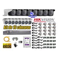Kit 16 Cámaras de Seguridad Hikvision Full Hd 1080P mas Disco 1Tb Mayor Alcance Varifocal P2p