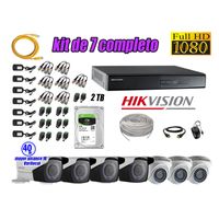 Kit 7 Cámaras de Seguridad Hikvision Full Hd 1080P mas Disco 2Tb Mayor Alcance Varifocal