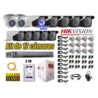 Kit 12 Cámaras de Seguridad Hikvision Full Hd 1080P mas Disco 2Tb Mayor Alcance Varifocal Ip66