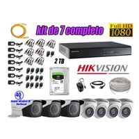 Kit 7 Cámaras de Seguridad Hikvision Full Hd 1080P mas Disco 2Tb P2p Mayor Alcance Varifocal Ip66