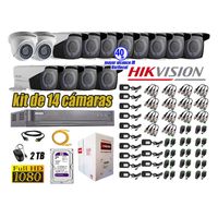 Kit 14 Cámaras de Seguridad Hikvision Full Hd 1080P mas Disco 2Tb Mayor Alcance Varifocal Ip66