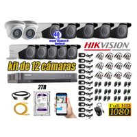 Kit 12 Cámaras de Seguridad Hikvision Full Hd 1080P mas Disco 2Tb Mayor Alcance Varifocal