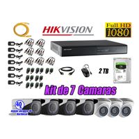 Kit 7 Cámaras de Seguridad Hikvision Full Hd 1080P mas Disco 2Tb Mayor Alcance Varifocal Ip66