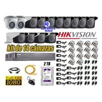 Kit 14 Cámaras de Seguridad Hikvision Full Hd 1080P mas Disco 2Tb Mayor Alcance Varifocal