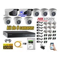 Kit 8 Cámaras de Seguridad Hikvision Full Hd 1080P mas Disco 1Tb P2p Mayor Alcance Varifocal Ip66