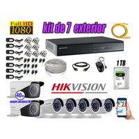 Kit 7 Cámaras de Seguridad Exterior Varifocal Hikvision Full Hd 1080P mas Disco 1Tb P2P