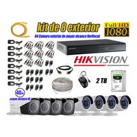 Kit 8 Cámaras de Seguridad Exterior Varifocal Hikvision Full Hd 1080P mas Disco 2Tb Wd