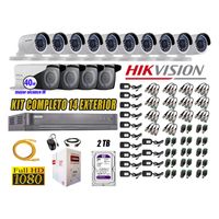 Kit 14 Cámaras de Seguridad Exterior Varifocal Hikvision Full Hd 1080P mas Disco 2Tb Wd
