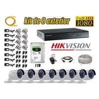 Kit 8 Cámaras de Seguridad Exterior Hikvision Full Hd 1080P mas Disco 1Tb