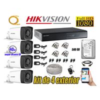 Kit 4 Cámaras de Seguridad Exterior It3F Hikvision Full Hd 1080P mas Disco 500Gb P2p Ofetra