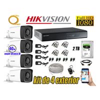 Kit 4 Cámaras de Seguridad Exterior It3F Hikvision Full Hd 1080P P2p mas Disco 2Tb Wd