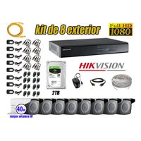 Kit 8 Cámaras de Seguridad Exterior Varifocal Hikvision Full Hd 1080P Disco 2Tb Wd P2p
