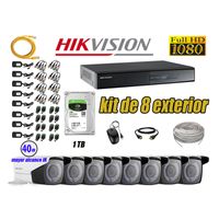 Kit 8 Cámaras de Seguridad Exterior Varifocal Hikvision Full Hd 1080P Disco 1Tb Wd P2p