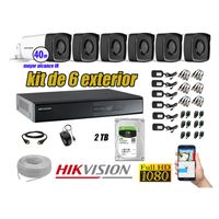 Kit 6 Cámaras de Seguridad Exterior It3F Hikvision Full Hd 1080P mas Disco 2Tb Hdmi