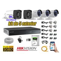 Kit 5 Cámaras de Seguridad Exterior It3F Hikvision Full Hd 1080P Disco 1Tb P2P