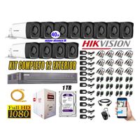 Kit 12 Cámaras de Seguridad Exterior It3F Hikvision Full Hd 1080P mas Disco 1Tb Wd P2p