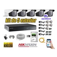 Kit 5 Cámaras de Seguridad Exterior Varifocal Hikvision Full Hd 1080P mas Disco 1Tb Hdmi