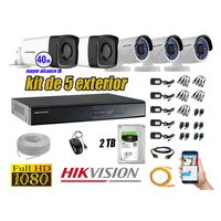 Kit 5 Cámaras de Seguridad Exterior It3F Hikvision Full Hd 1080P Disco 2Tb P2P