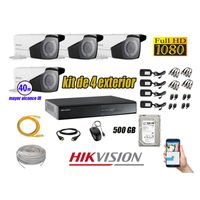 Kit 4 Cámaras de Seguridad Exterior Varifocal Hikvision Full Hd 1080P mas 500Gb P2P