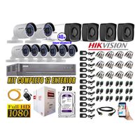 Kit 12 Cámaras de Seguridad Exterior It3F Hikvision Full Hd 1080P Disco 2Tb Wd