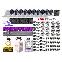 Kit 16 Cámaras de Seguridad Exterior It3F Hikvision Full Hd 1080P mas Disco 2Tb Wd P2p