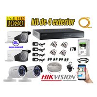 Kit 4 Cámaras de Seguridad Exterior Varifocal Hikvision Full Hd 1080P mas Disco 1Tb Wd
