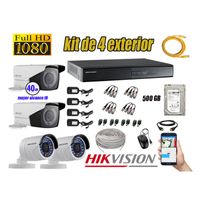 Kit 4 Cámaras de Seguridad Exterior Varifocal Hikvision Full Hd 1080P mas Disco 500Gb P2P